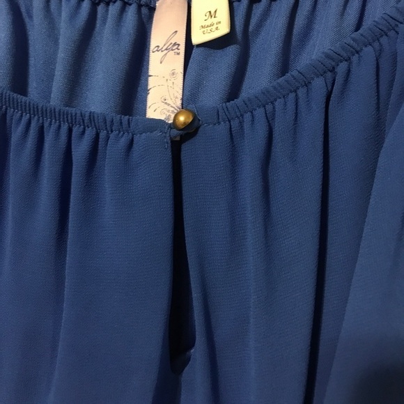 Alya, Long sleeve royal blue dress with a cinched waist, Size M - Picture 2 of 2